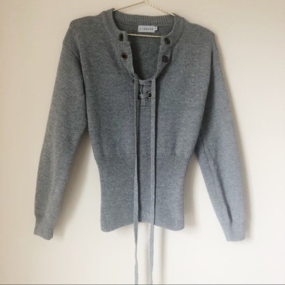 Lioness Sicily In Dusk Lace Up Sweater Gray - Picture 8 of 8